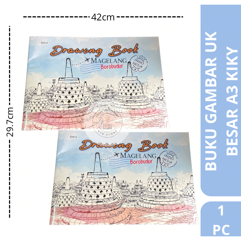 

[1 PC] Buku Gambar Besar / Buku Gambar Tebal Motif Lucu Ukuran A3 Besar Isi 10 Lembar Kiky