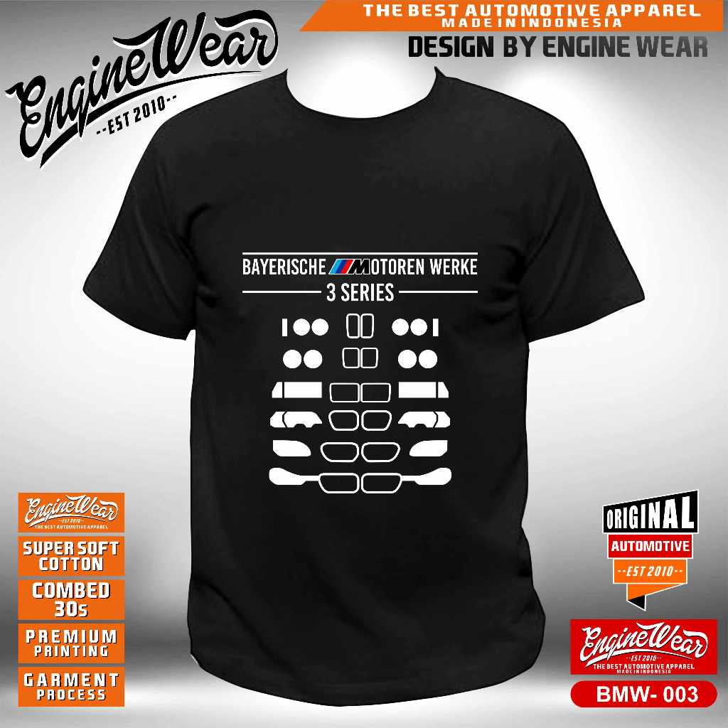 kaos BMW bimmer m3 e30 e34 e36 e46 e38 e90 seri 7 kaos otomotif automotive tshirt mobil baju balap s