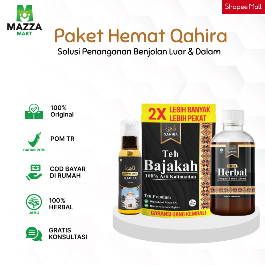 QAHIRA Minyak Oles Madu Herbal Teh Bajakah Original Obat Herbal Kista Lipoma Atasi Benjolan Kelenjar