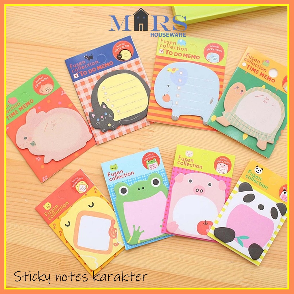 

| MARS | Sticky Notes Motif Hewan Tempelan Kertas Catatan Memo Note Karakter Animal Mini Book Karakter Binatang Lucu