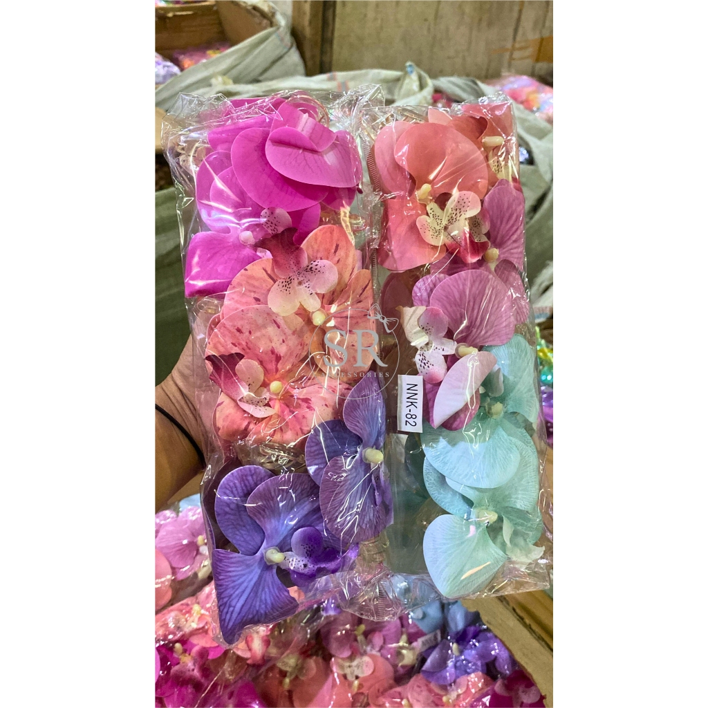 Grosir (12Pcs) Jepit Rambut Import Jedai Bunga Anggrek Latex