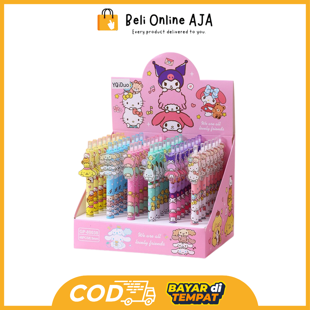 

BOA PEN GEL MODEL CETEK KLIK SANRIO MELODY CINNAMOROLL KUROMI/PULPEN LUCU AKRILIK KARAKTER SANRIO Y3362