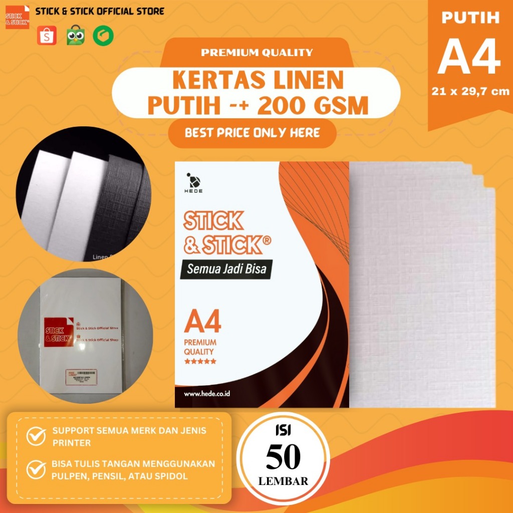 

Kertas Linen Putih -/+ 200 gsm A4 isi 50 lbr - Kertas Linen Jepang Kertas Undangan Kertas Sertifikat