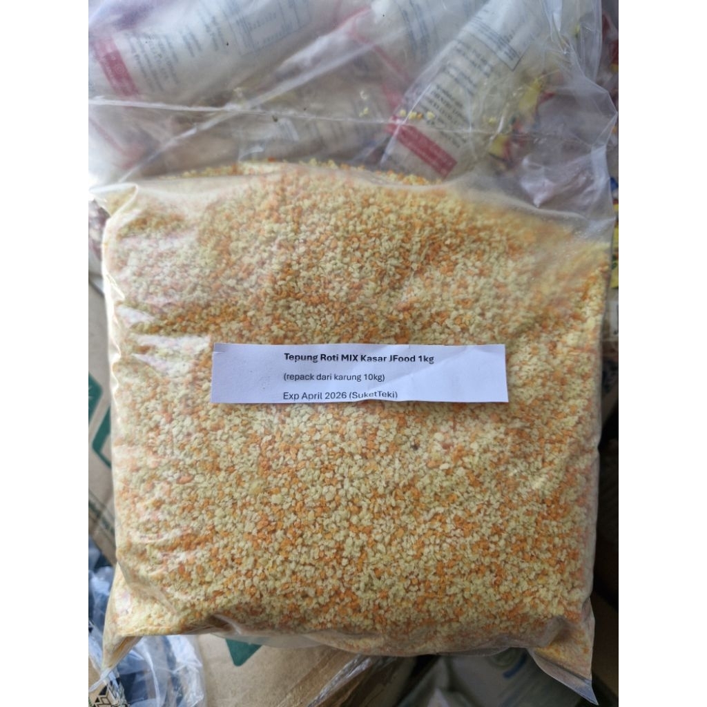 

Jfood Tepung Roti Breadcrumbs Panir Kasar 1kg MIX Campur re pack
