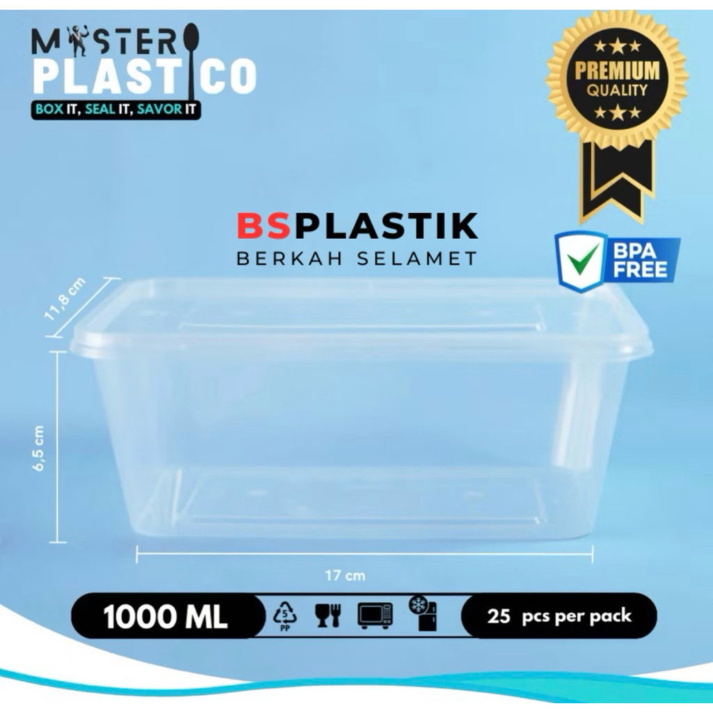 Thinwall rectangular 1000ml | Thinwall kotak 1000ml | Kotak makan