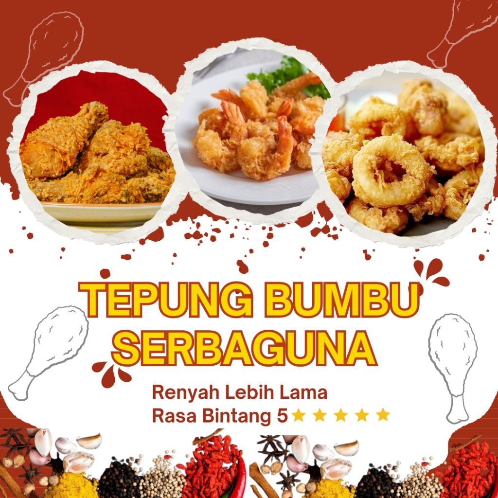 

Tepung Bumbu Serbaguna, Tepung Bumbu Crispy, Tepung Bumbu Praktis, Crispy, Gurih, dan Renyah