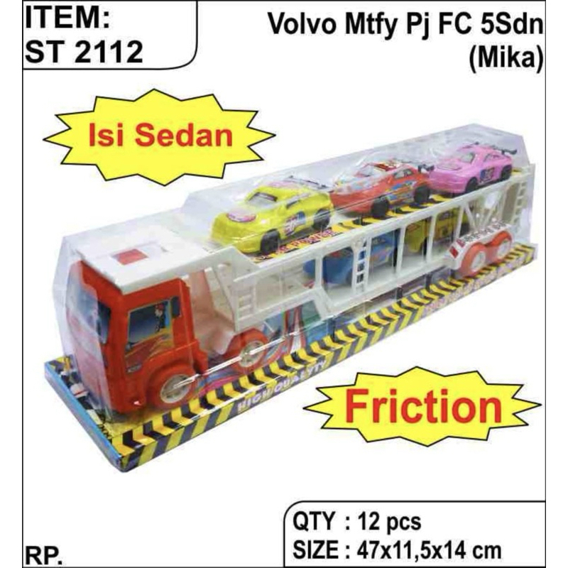 Mainan Anak Truck Volvo Container Kontener ST2112- Mobil Trailer Isi 5 Pcs mobil sedan