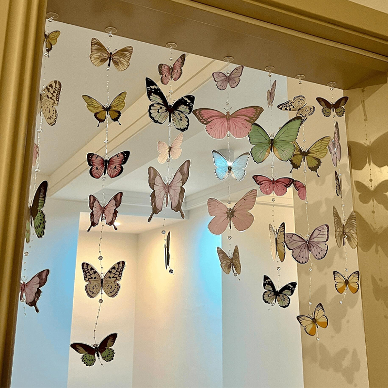 6M Tirai Manik Manik Kupu Warna Tirai Pintu Jendela Satu Set Diy Hiasan Dinding Kupu Kupu Tirai Mani