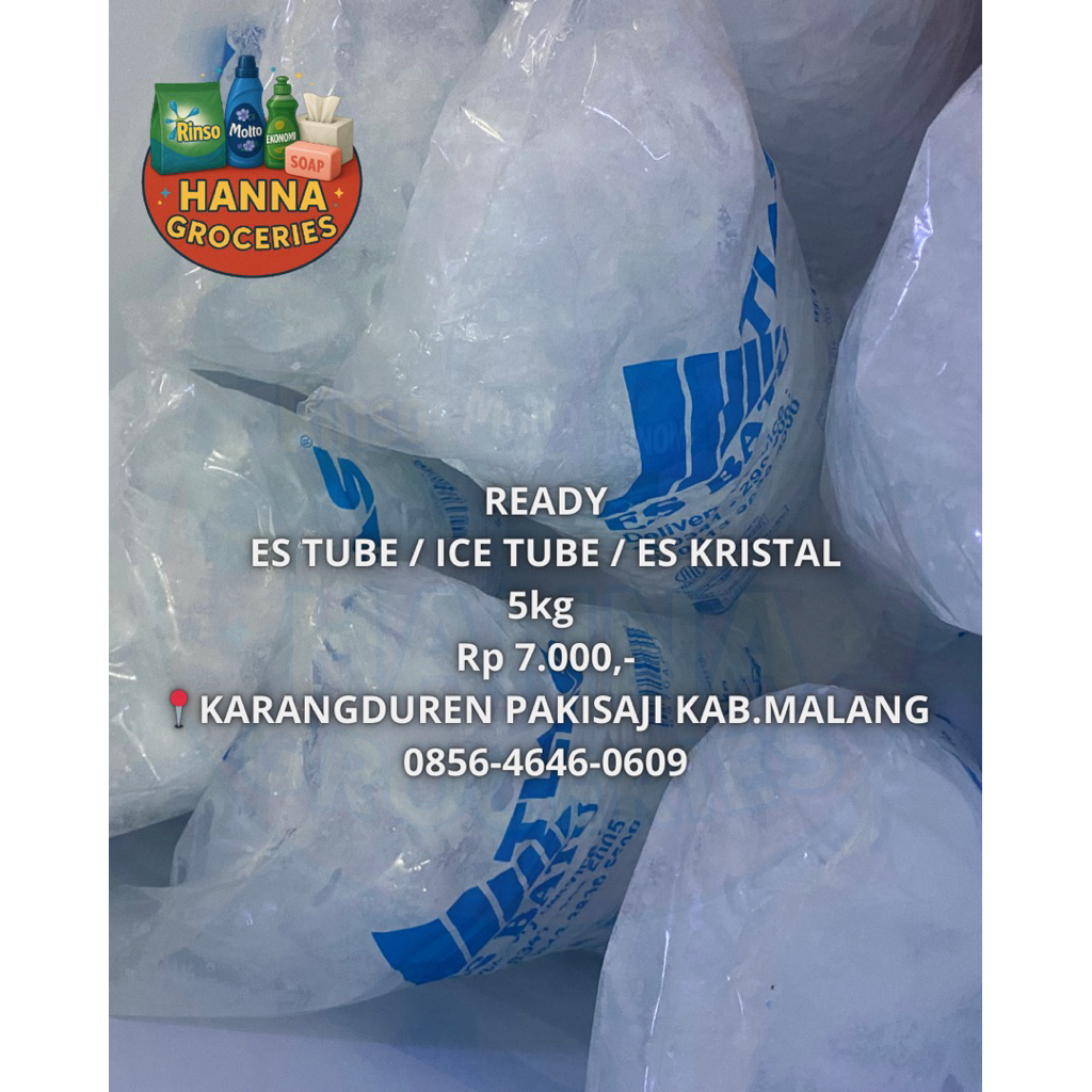 

(READY INSTANT) ES TUBE / ICE TUBE / ES KRISTAL/ ES BATU 5kg kab.Malang