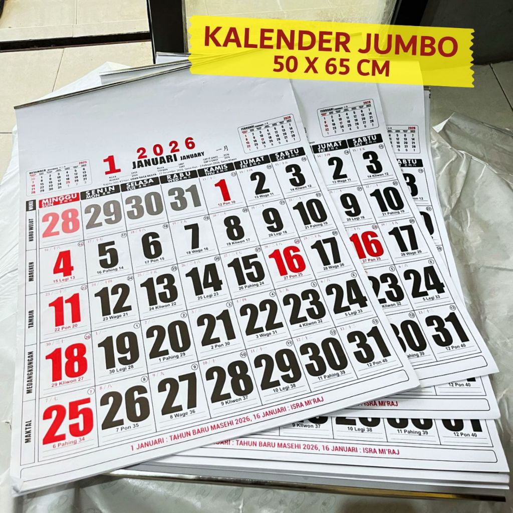 

PROMO KALENDER DINDING JUMBO 2026 UK 50X65 KALENDER MEJA 2026 TERMURAH EDISI TERBARU 3 BAHASA