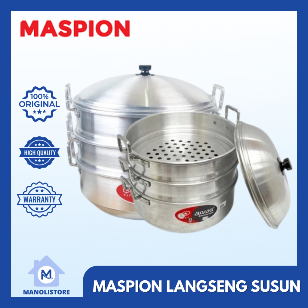 Maspion Langseng Aluminium Tebal 33cm, 36cm, 40cm Susun 3 4 Panci Kukusan Dimsum 3 4 Tingkat - MN