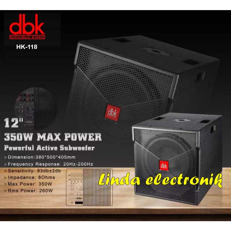 subwoofer aktif dbk hk118 / hk 118 / SUBWOOFER AKTIF DBK HK118 / HK 118 12 inch 1 buah original
