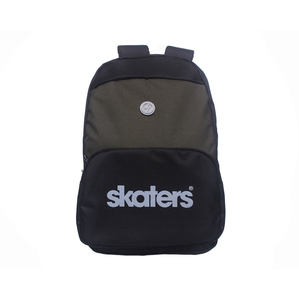 TAS RANSEL LAPTOP SKATERS VG033 HITAM-HIJAU OLIVE Tas Punggung Sekolah Kuliah Kerja