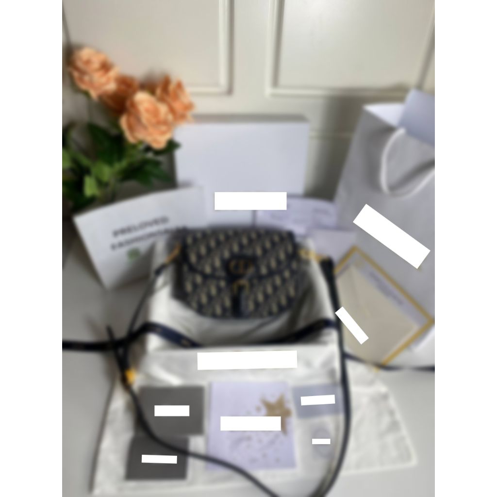 Preloved Th 2022 Medium Dior Bobby Bag Blue Oblique Jacquard Calfskin Authentic