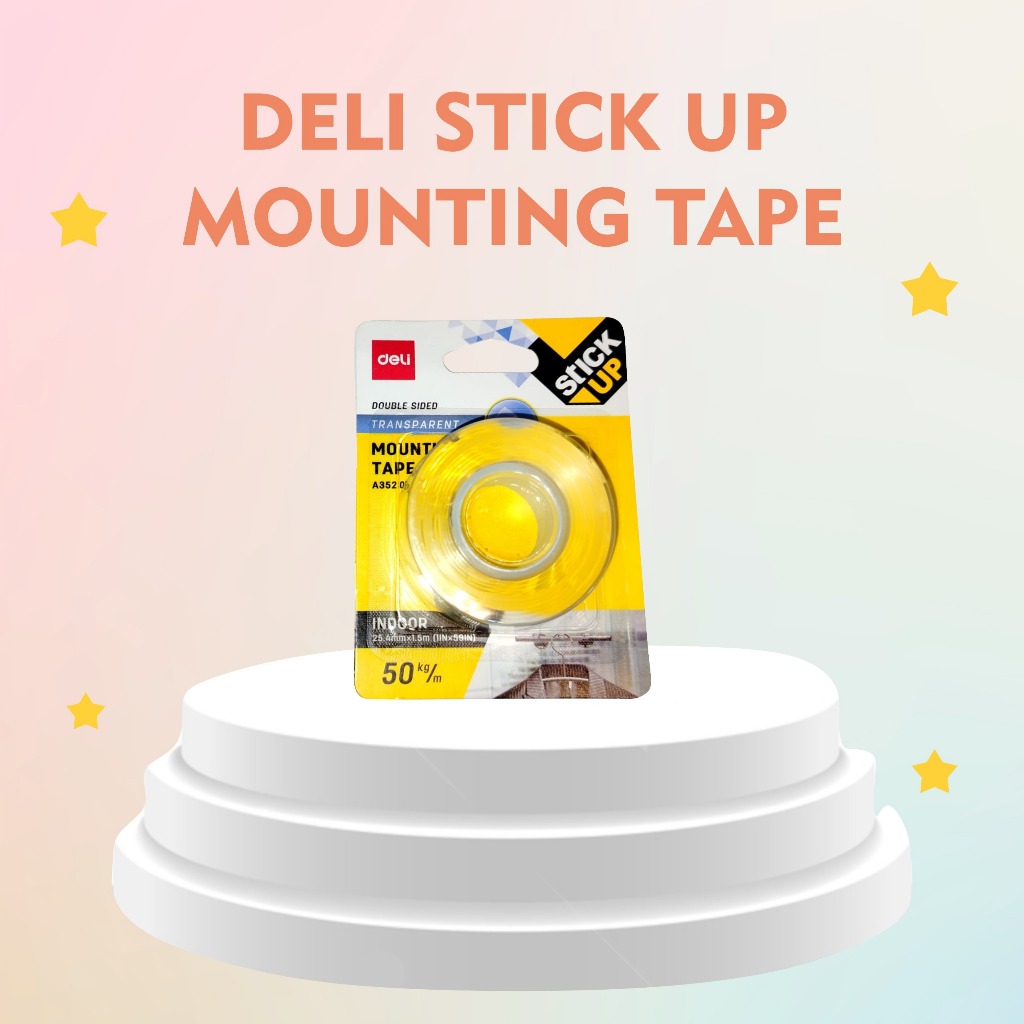 

DELI MOUNTING TAPE EA35201/Deli EA35201 Transparent Double Sided Tape 1mmx25.4mmx1.5M - Scotch Inspired Adhesive/SELOTIP / ISOLASI DELI MOUNTING TAPE EA35201 (1 PCS)