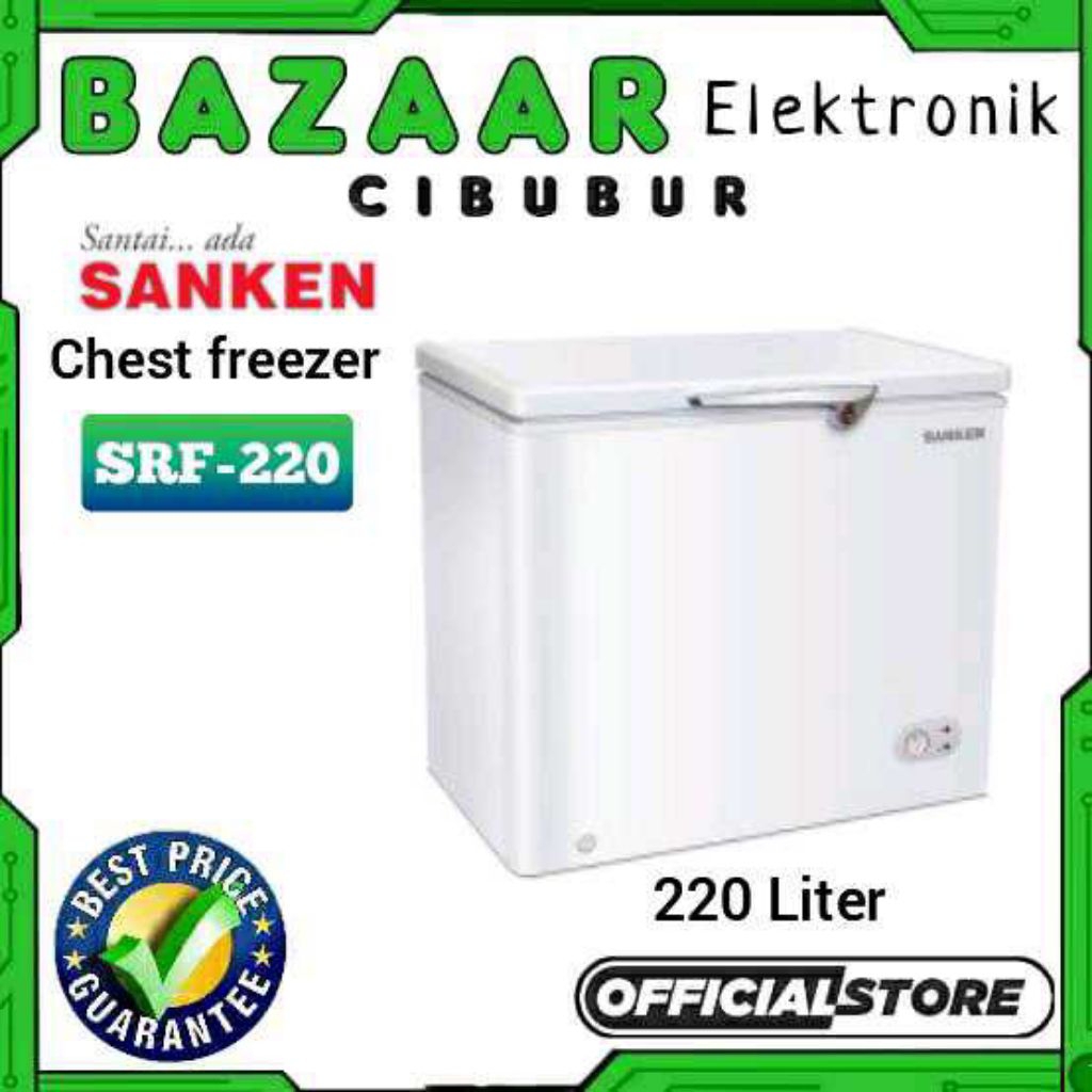 SANKEN SRF 220 WH CHEST FREEZER BOX SRF220WH LEMARI PEMBEKU 200 liter