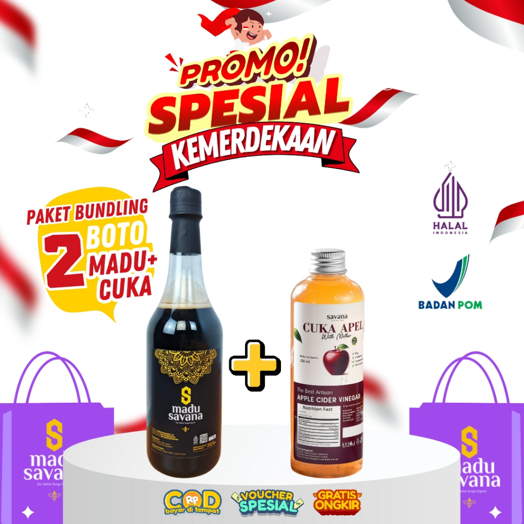 

[BUNDLING] Madu Akasia 1 kg dan Cuka Apel 250ml Savana