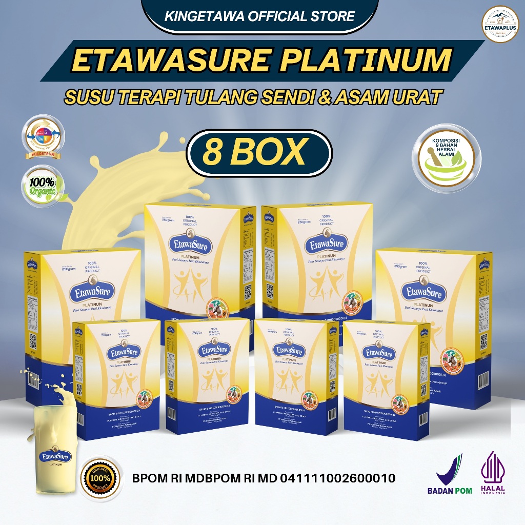 

Etawasure Platinum - Susu Bubuk Kambing Etawa Herbal Rasa Jahe Kemasan 250gram Paket 8 Box