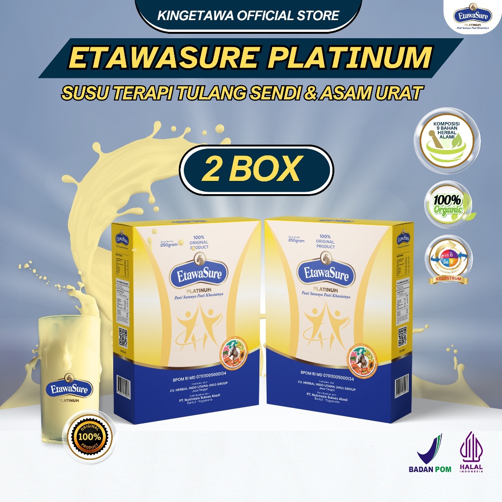 

[Etawasure] Susu Kambing Etawa Rasa Jahe Untuk Asam Urat, Pegal Linu dan Osteoporosis Paket 2 Box