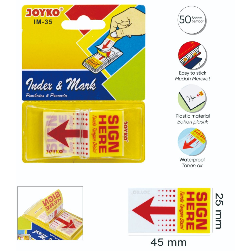

Joyko IM 35 Sticky Notes Plastik Tempel Sign Here 50 Lbr