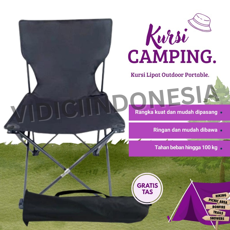 Kursi Camping Folding Chair Gunung / Kemah / Bangku Lipat Portable Kursi Lipat Camping Folding Chair