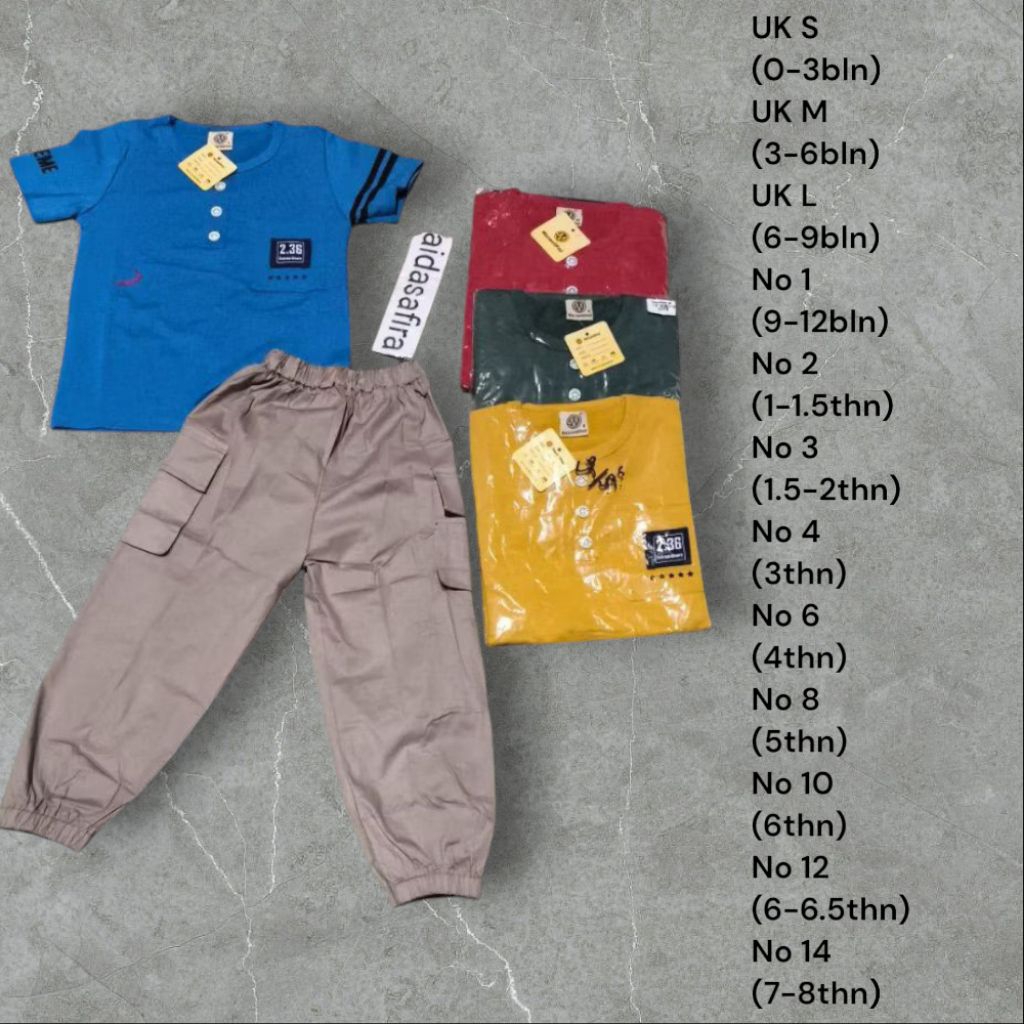 (MaxwellPro) SETELAN ANAK LAKI LAKI CELANA PANJANG JOGGER KARGO  UMUR 0-8 TAHUN