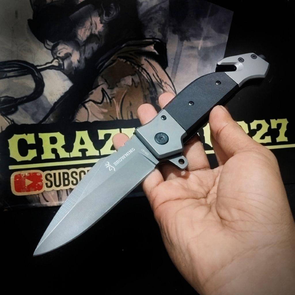 Pisau Survival Lipat Browning Taktikal – Baja Kuat, Multifungsi & Tajam Presisi