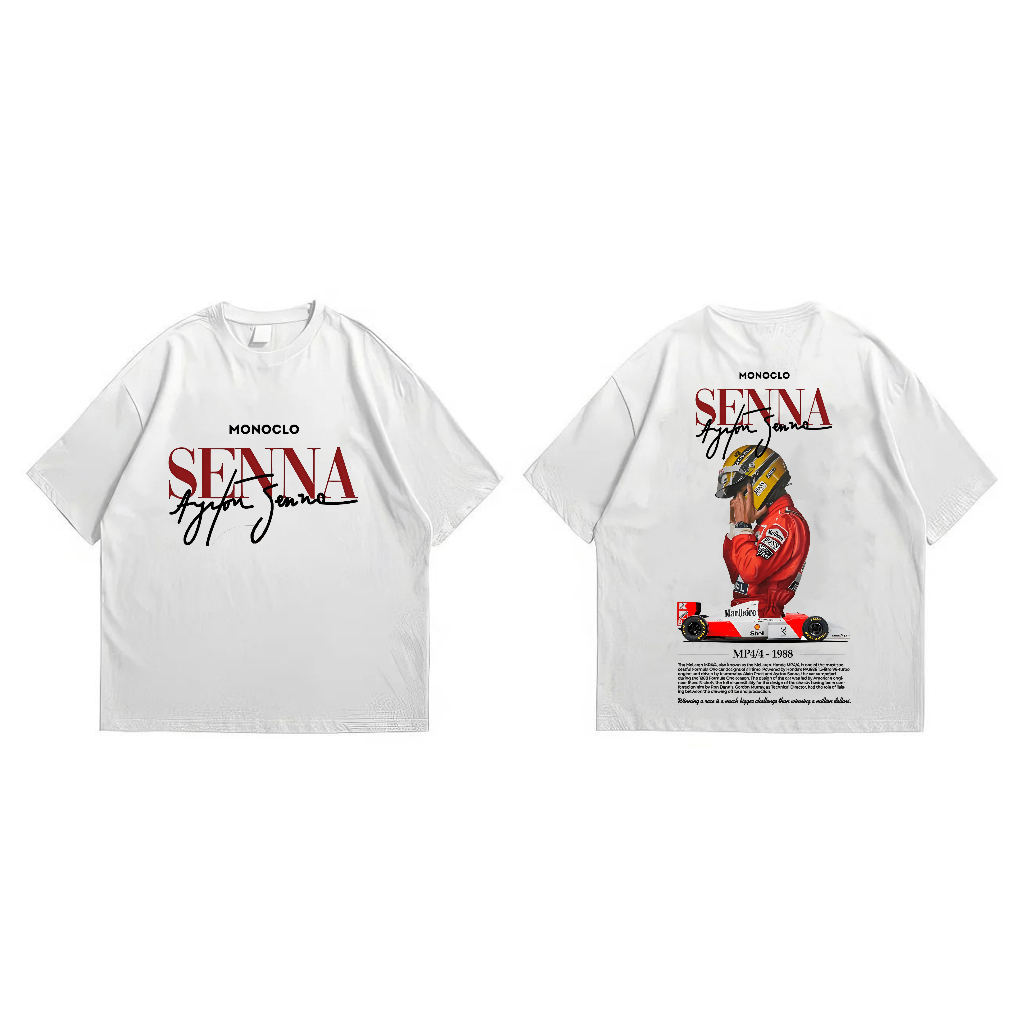East Studioz Kaos Senna MP4/4 1988 McLaren F1 | Baju Pria Wanita Desain | Kaos Racing Vintage Nyaman