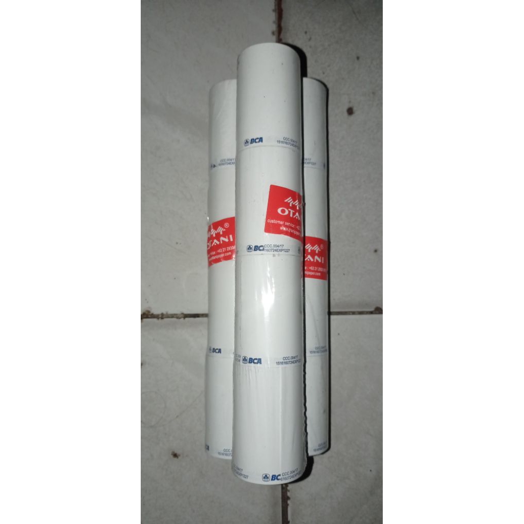 

kertas thermal 58×40mm ( merek BCA) kualitas bagus dan Terpercaya