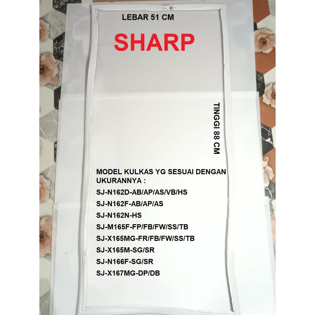 ORIGINAL KARET PINTU KULKAS SHARP GASKET KARET MAGNET PINTU KULKAS SHARP 1 PINTU PPACRA002VDEA