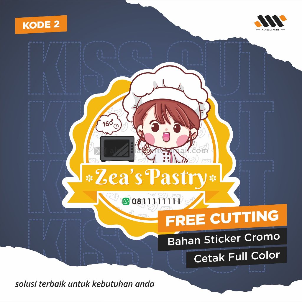 

(Isi 45-150 PCS) Cetak Stiker Cromo Vinyl Produk Kemasan Label Stiker Makanan Minuman (Free Cutting)
