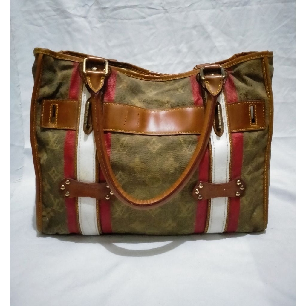 LV Limited Edition Monogram Tisse Rayures PM Tote Bag Preloved