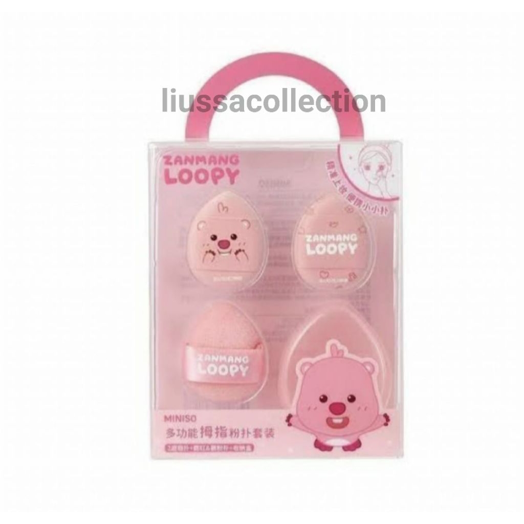 Sponge Makeup Miniso - Zanmang Loopy Collection Makeup Puff Set (with Storage Case)