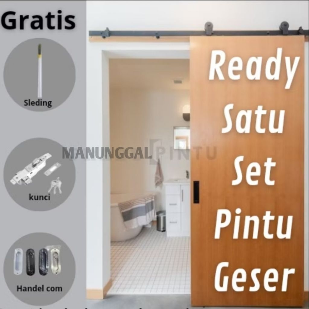 READY SATU SET PINTU SLIDING/GESER + SET REL SLIDING | KUNCI + LUBANG KUNCI | HANDEL TANAM | FREE LA