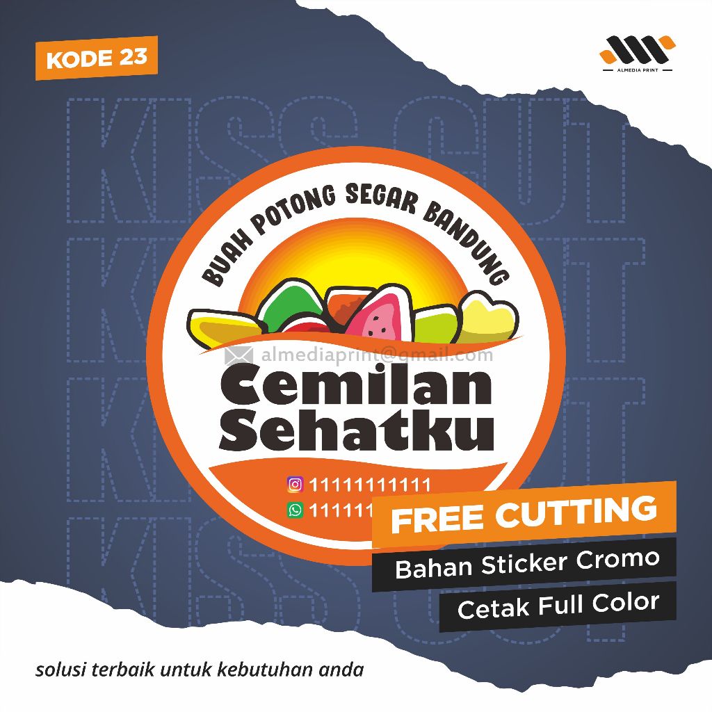 

(Isi 45-150 PCS) Cetak Stiker Cromo Vinyl Produk Kemasan Label Stiker Makanan Minuman (Free Cutting)
