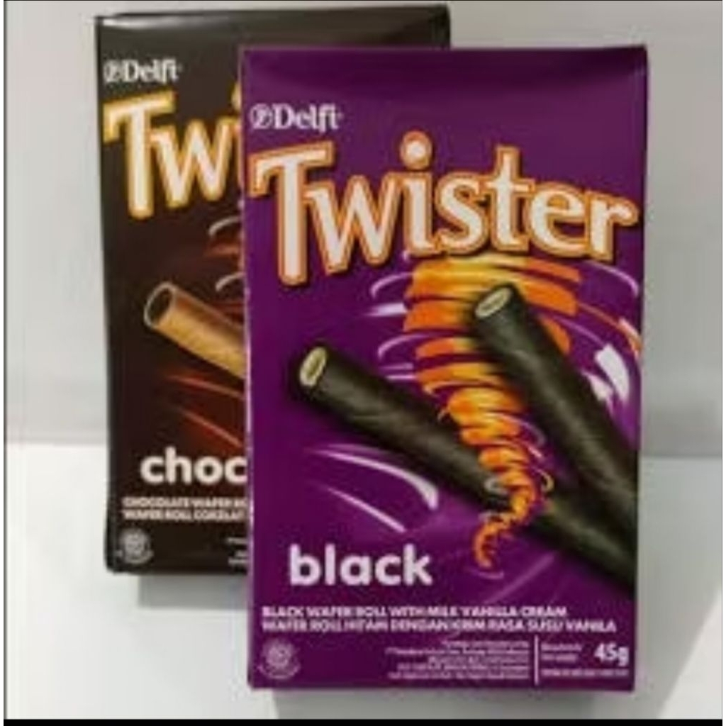 

BISKUIT DELFI TWISTER BOX 35 GRAM CHOCOLATE BLACK MAKANAN RINGAN SNACK CEMILAN
