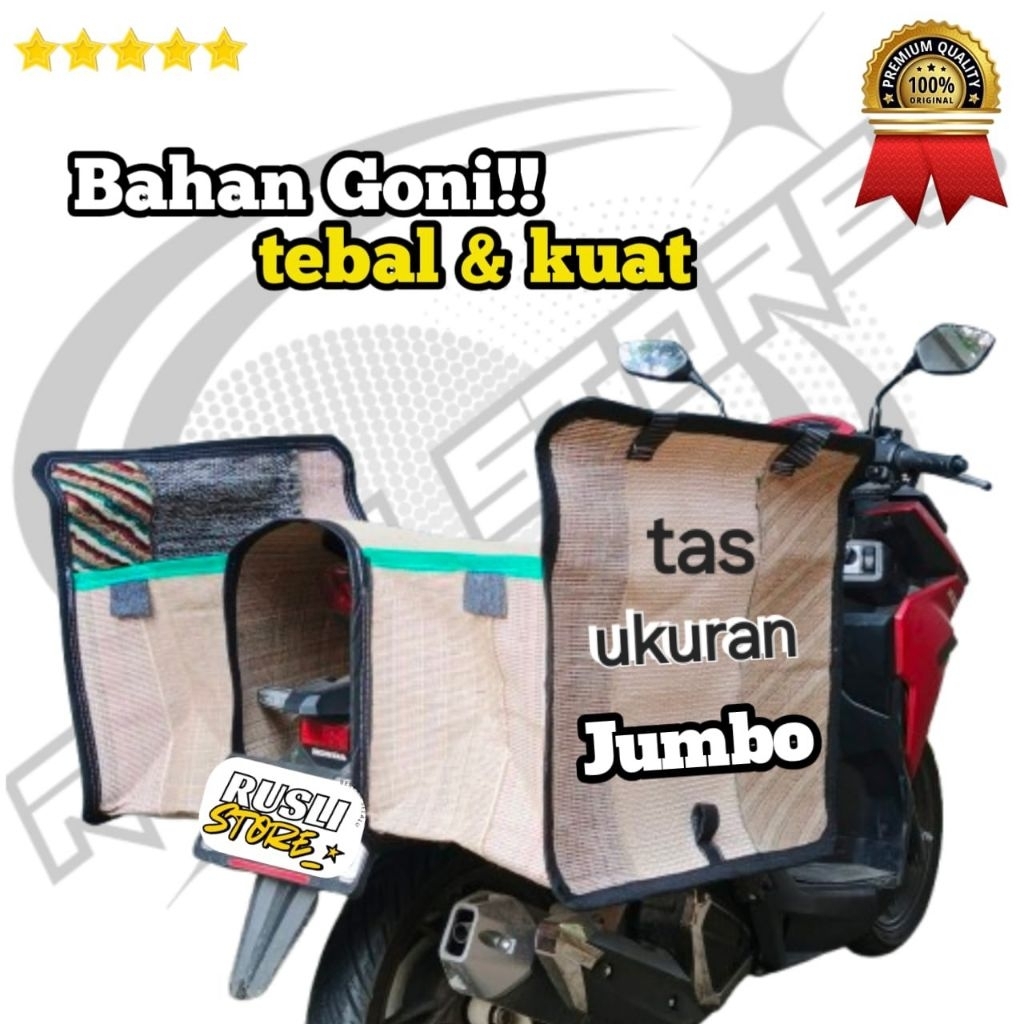 Tas Motor/Tas Obrok/Tas belanjaan/Tas Kurir/Tas Kandek. JUMBO Bahan Goni. Tebal, Kuat & Tahan lama.