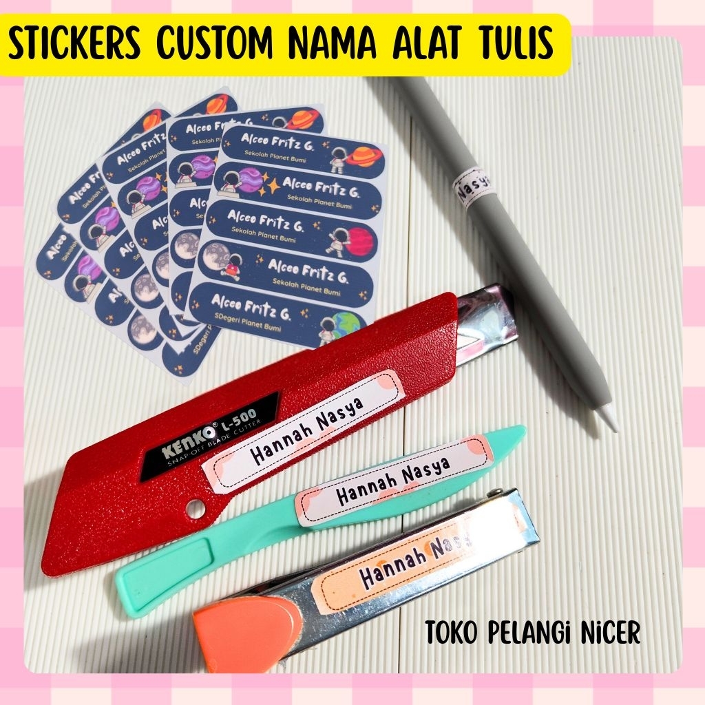 

Sticker Label Custom Nama ATK Astronot| Isi 30 Baris | Anti Air | Stiker Nama Alat Tulis & Perlengkapan