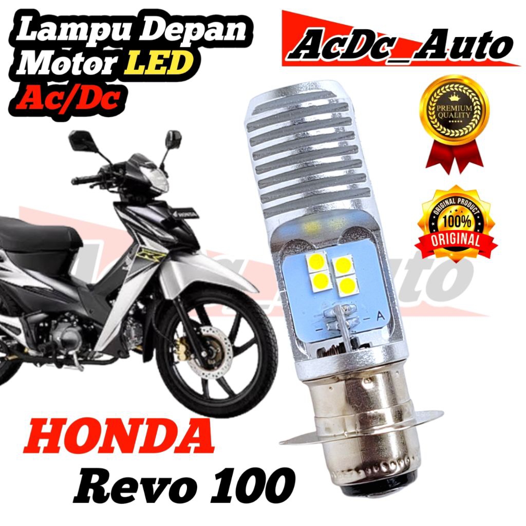 Lampu Depan Motor Honda Revo 100 LED Putih Ac/Dc Pengganti Dop/Bohlam Standart WrT19