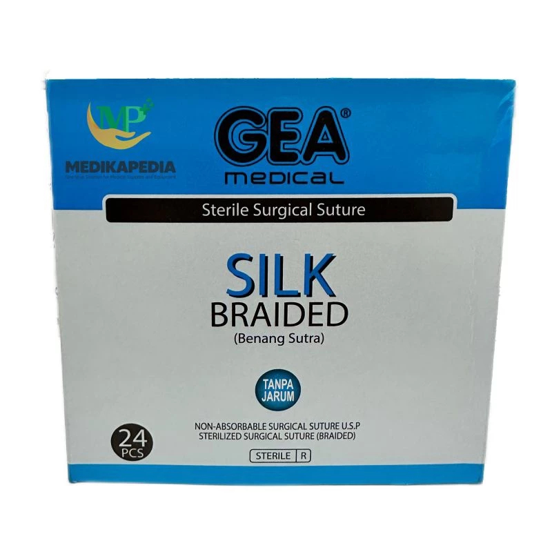 Benang Jahit Silk Catgut GEA 2/0 3/0 DENGAN JARUM / TANPA JARUM / Hecting Suture