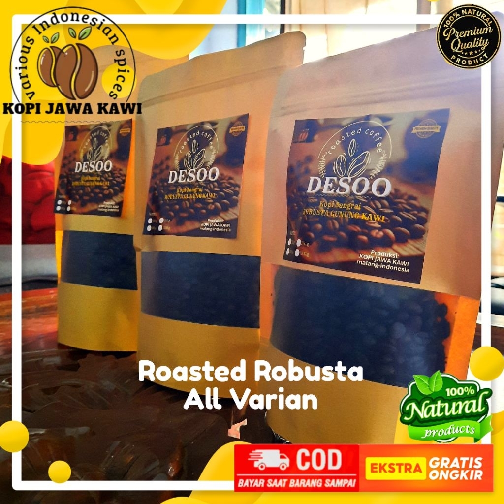 

Kopi Roasted Robusta Premium Asli Gunung Kawi 100% Biji Kopi Murni – 250g / 500g / 1kg Espresso