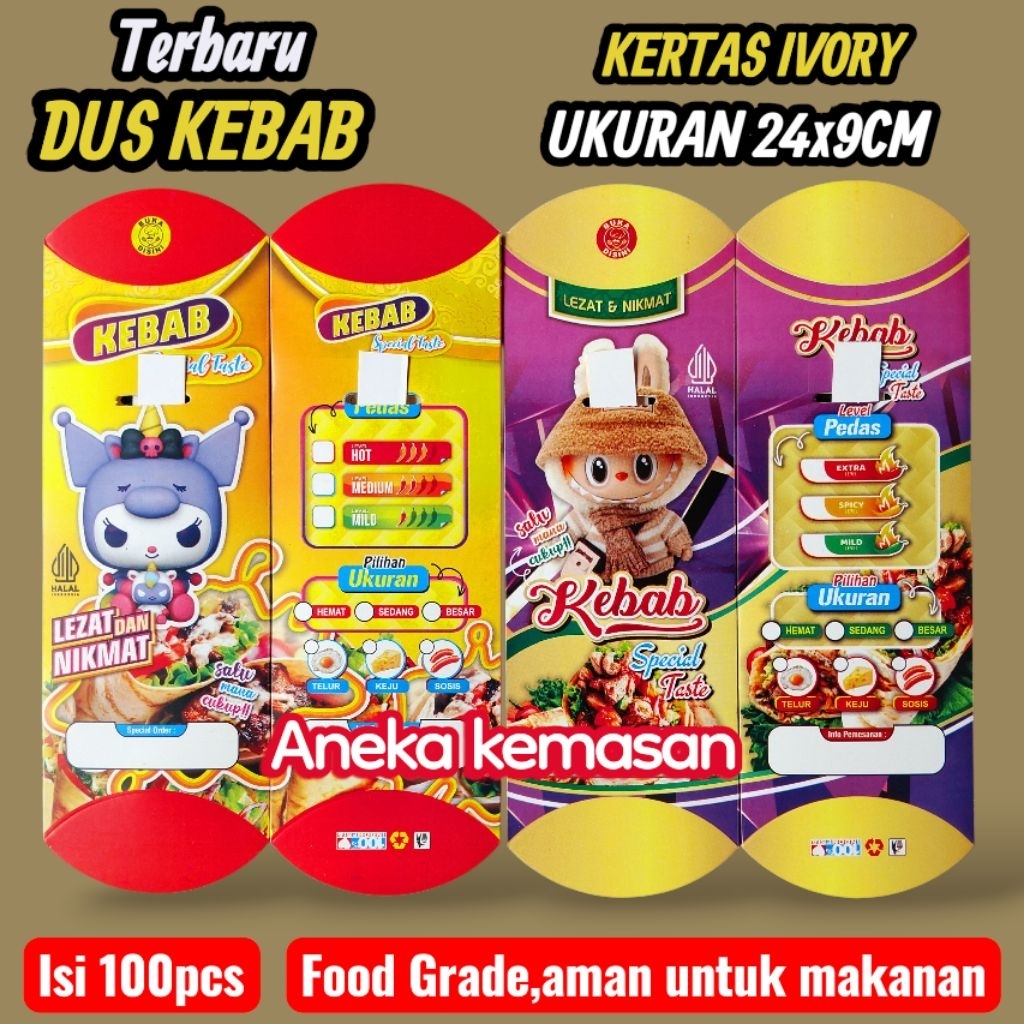 

100lembar kemasan kebab / wadah kebab / Dus kebab 24x9 / Box kebab jumbo