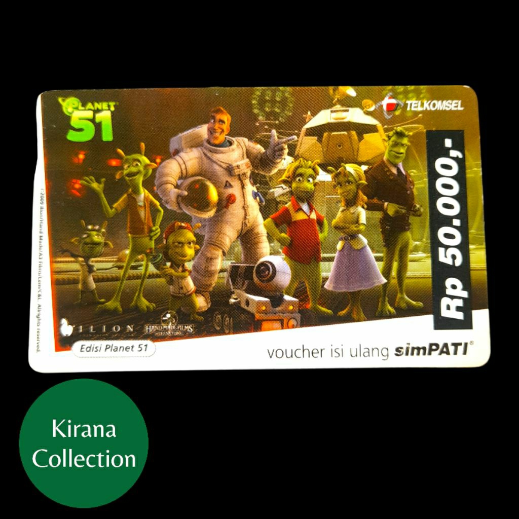 LOT T392 KOLEKSI KARTU TELEPON LAMA INDONESIA VOUCHER SIMPATI EDISI PLANET 51 USED BEKAS