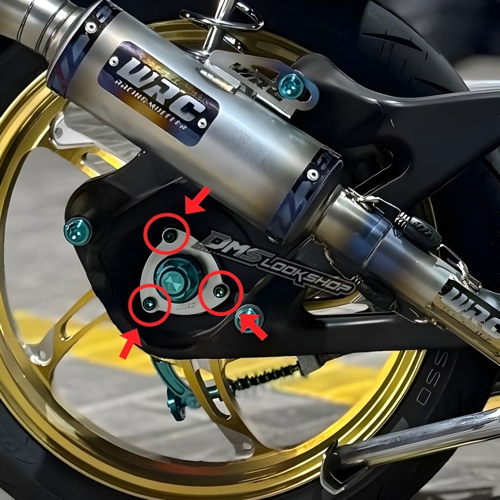 Baut titanium set segitiga mur as roda belakang nmax aerox