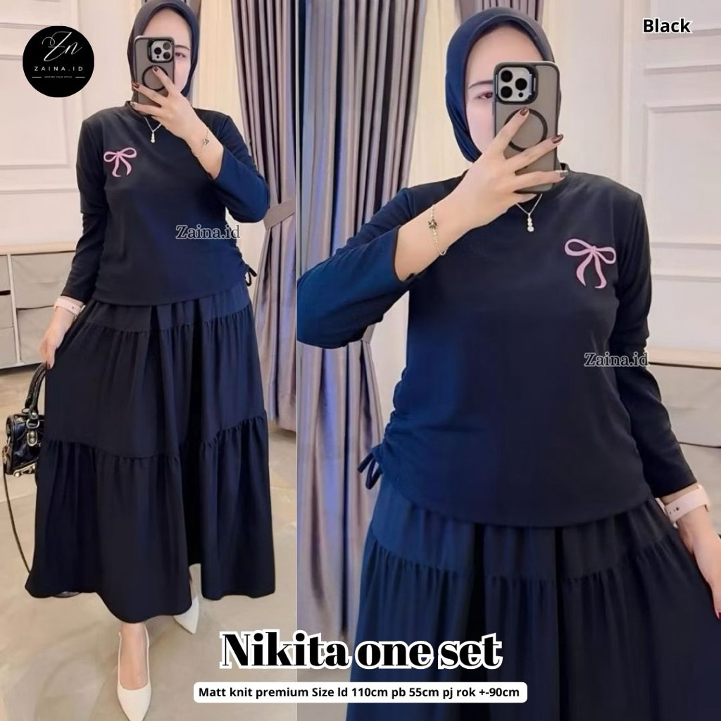 NIKITA GRACE ADONIA ALEXA ONE SET SISKA DRESS • ZAINA ZAINA.ID • setelan gamis dan jilbab square ray
