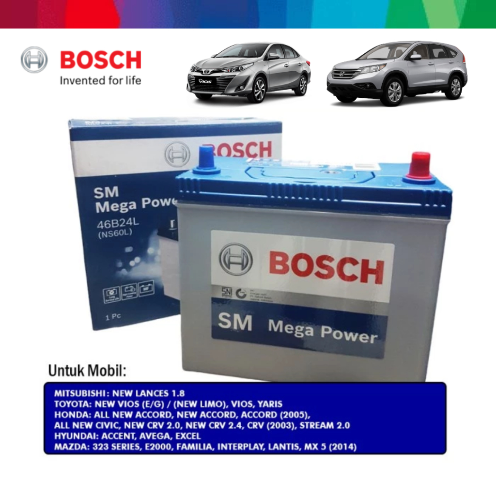 Aki Kering Mobil Bosch NS60L/ 46B24L 45 Ah 12V Accu Honda Civic Toyota Vios Yaris Nissan Evalia