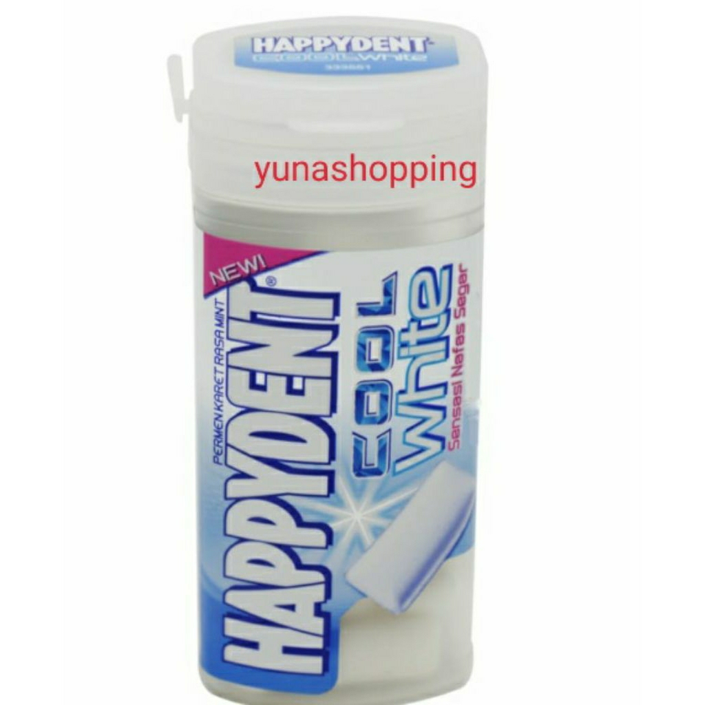 

Happydent cool white permen karet rasa mint,tutti frutti 28g