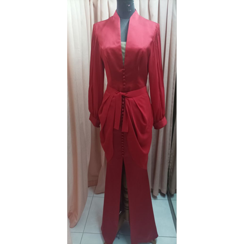 [Handmade & Original] Gaun Panjang Brokat Polos Model Drapery Modern – Dress Pesta Elegan