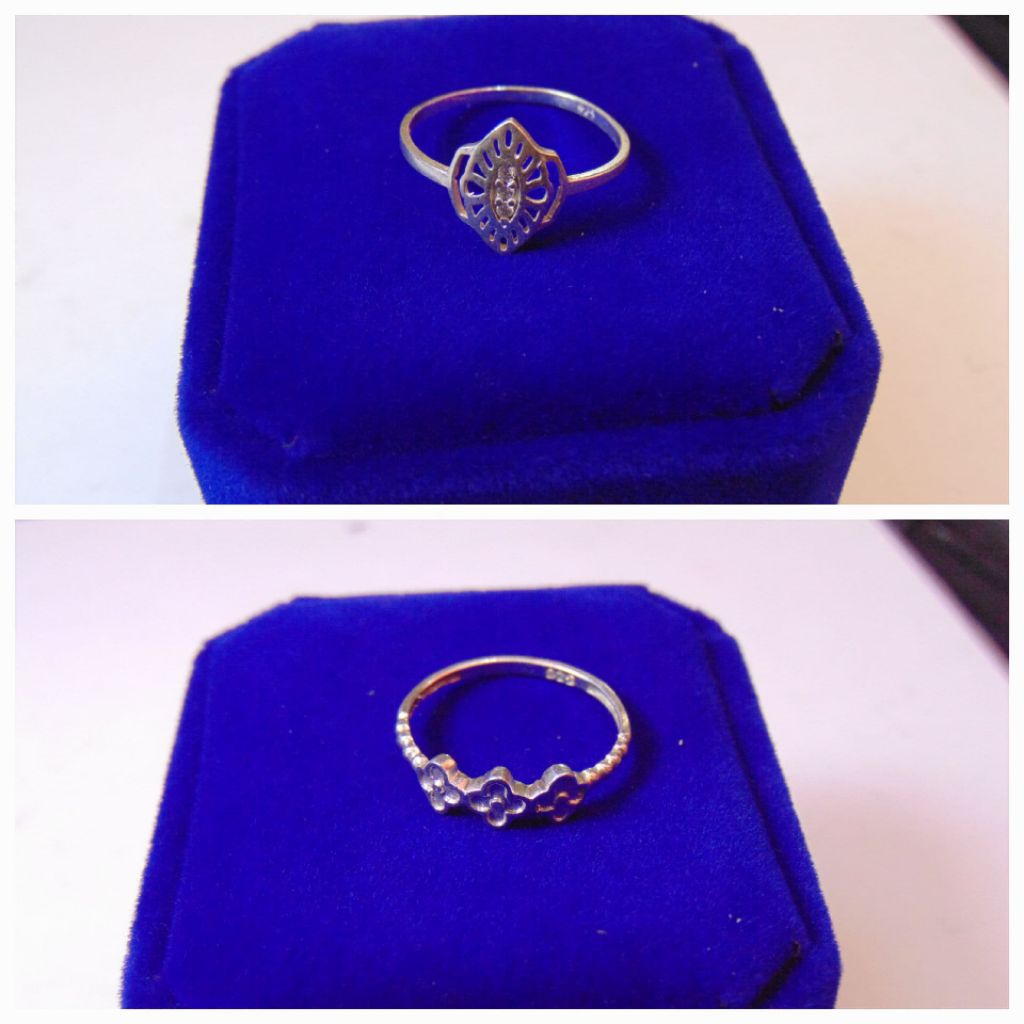 Cincin Perak Motif Bunga/Perak 925/Perak Asli/Lapis Emas Putih