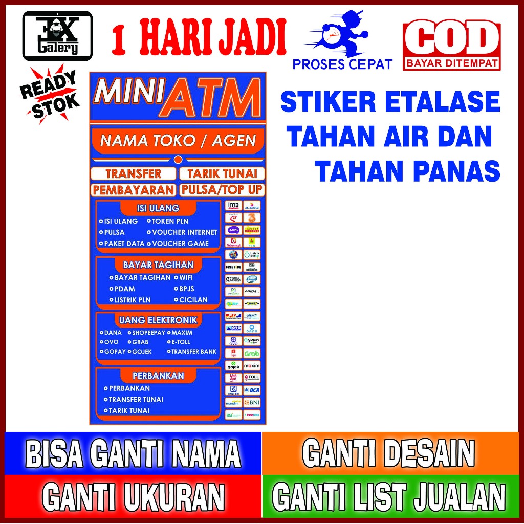 

Stiker Etalase Konter ATM Bahan Awet Anti Luntur Gambar Tajam Dan Daya Rekat Kuat